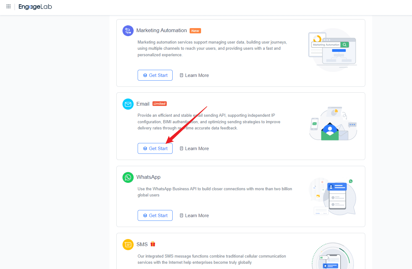 get started with EngageLab Email