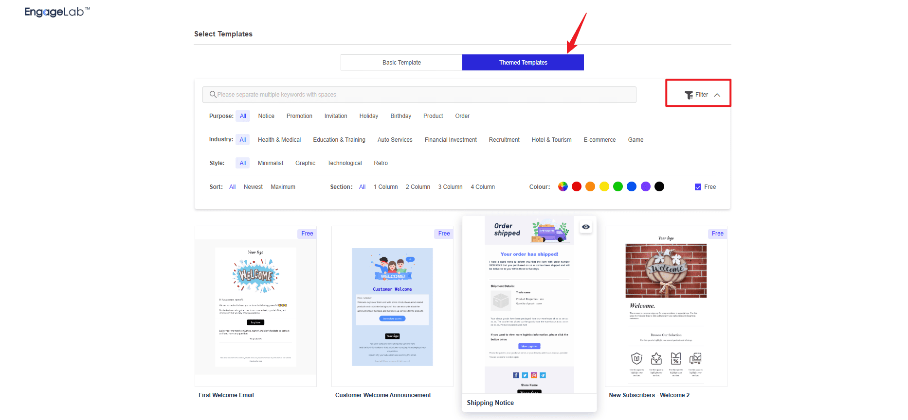 Template Marketplace Navigation